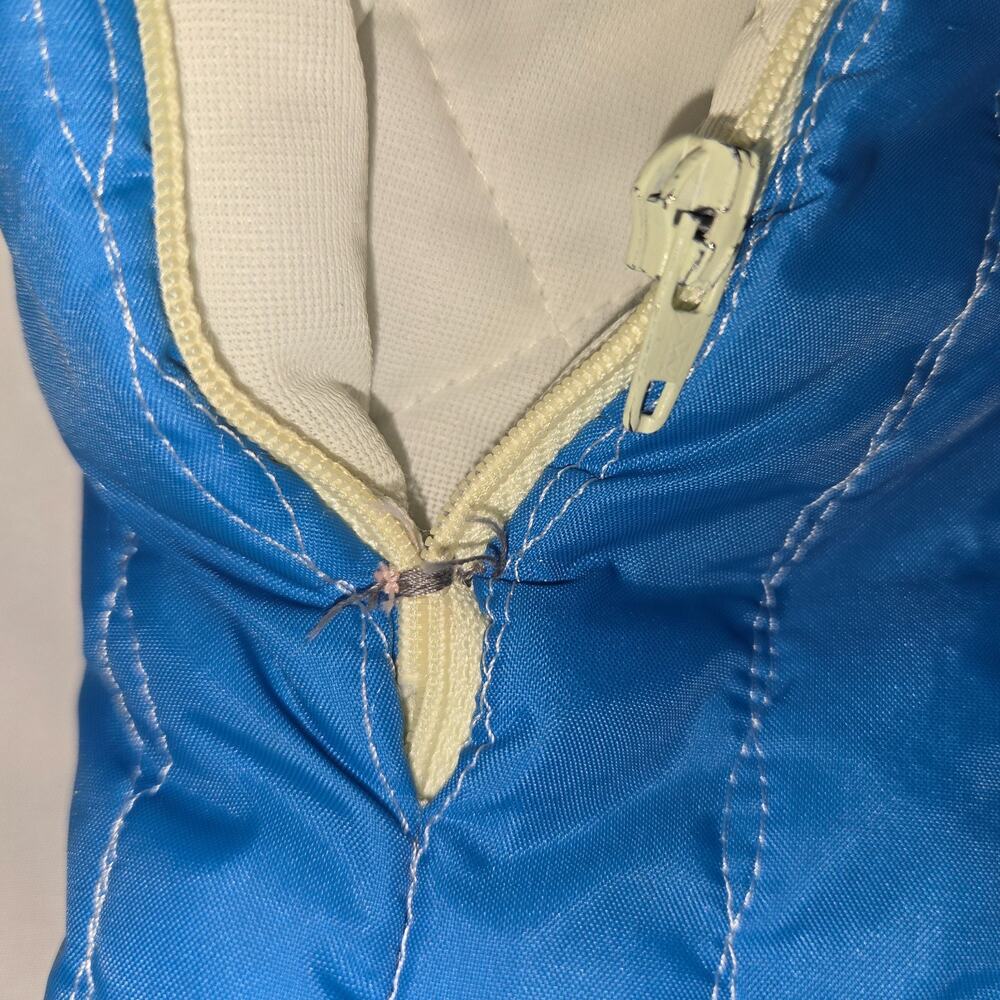 Vintage Quilted Bunting 24M Snowsuit Removable Booties Mittens Zipper Repair - Picture 15 of 16